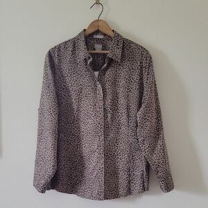 NWT Chico's No Iron All Seasons Animal Print LS Button Down Size XL
